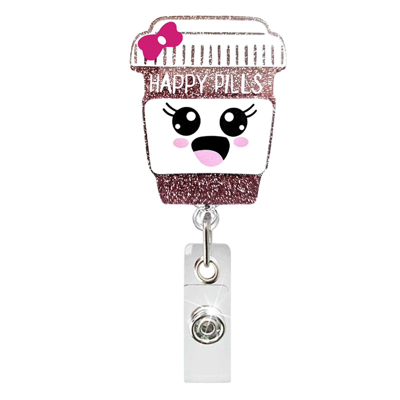 Wholesale Colorful Medicine Bottle Medical Acrylic Retractable Badge Scroll Keychain